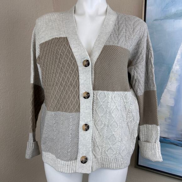 J. Jill Cardigan Sweater Patchwork Cable Knit Size small NWT - Picture 1 of 6